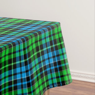 Mantel Cuadros Escoceses Azules y Verdes Tartán Negro