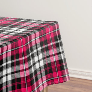Mantel Cuadros Escoceses Rosa Negro Blanco Tartán 