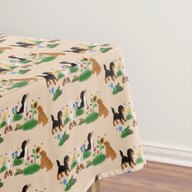 Mantel Cuatro grandes españoles en un campo de flores   (In Situ)