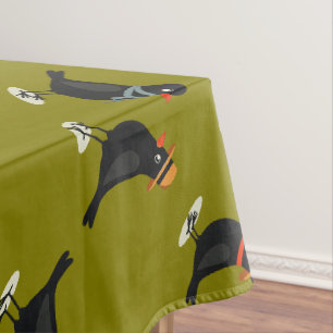 Mantel Cuatro pájaros llamando Retro corte del medio sigl