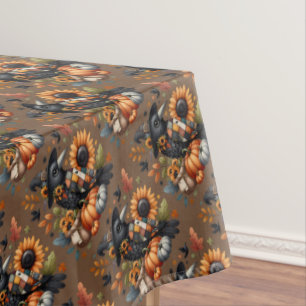 Mantel Cuervo Caprichoso con Calabazas y Girasoles