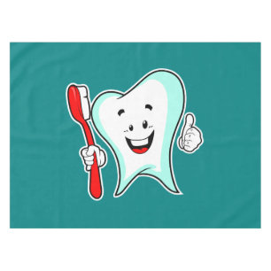 Mantel Cuidado dental Feliz diente con cepillo de dientes