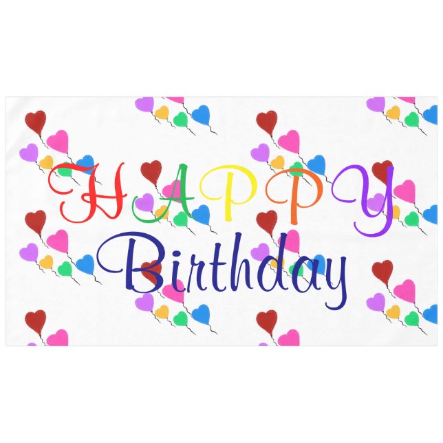 Mantel Cumpleaños de los Globos del Corazón (Frente (Horizontal))