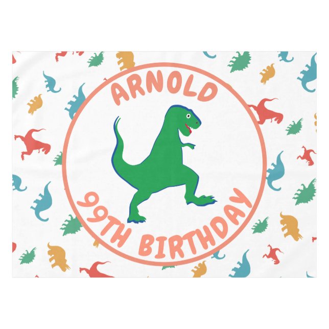 Mantel Cumpleaños Dinosaurio T Rex Kids Jurassic Animales (Frente (Horizontal))