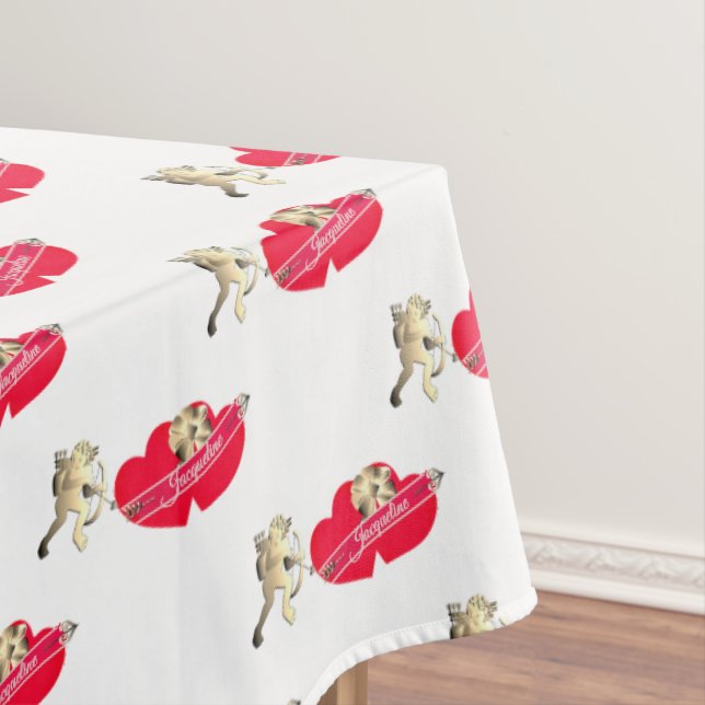Mantel Cupid w/Hearts Tablecloth (In Situ)