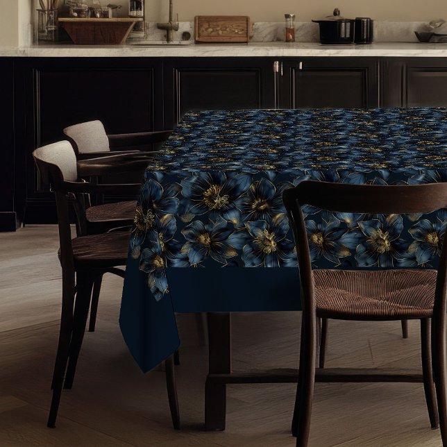 Mantel Custom Name Minimalist Navy Gold Tablecloth Chic  (Custom Name Minimalist Navy Gold Tablecloth Chic )