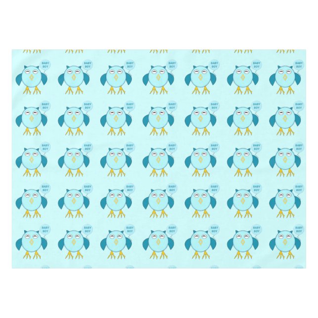 Mantel Cute Blue Baby Boy Owl Tablecloth (Frente (Horizontal))