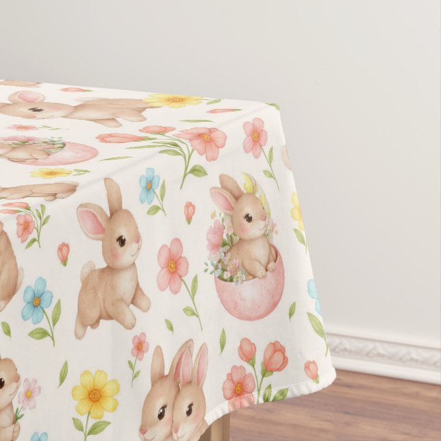 Mantel Cute Bunny Floral Spring Pattern (In Situ)