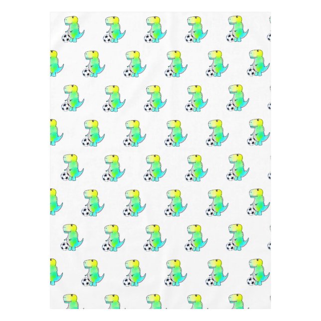 Mantel Cute Dinosaur ama al fútbol acuarela (Anverso)