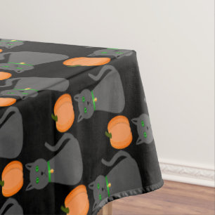 Mantel Cute gato de Halloween y calabaza estampados