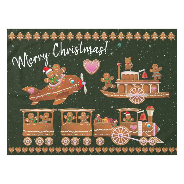 Mantel Cute Gingerbread Cookies Celebrando Navidades (Frente (Horizontal))
