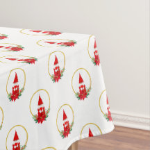 Cute Gnome y Navidades Wreath Pattern Tableclol