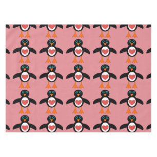 Mantel Cute Love Heart Penguin Tablecloth