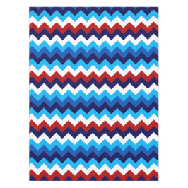 Mantel Cute Rojo Azul Blanco Chevrons Pequeño Pestaña