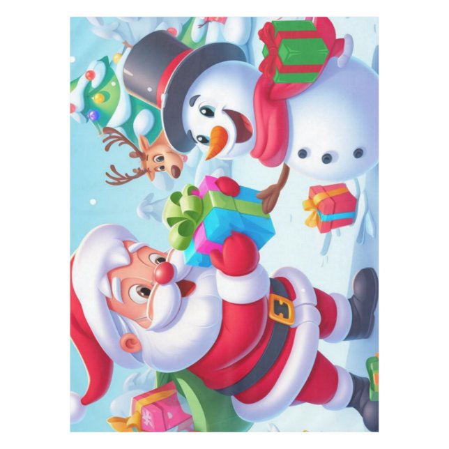 Mantel Cute Santa y Snowman (Anverso)