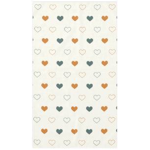 Mantel Cute Simple Heart Pattern Naranja Crema Verde