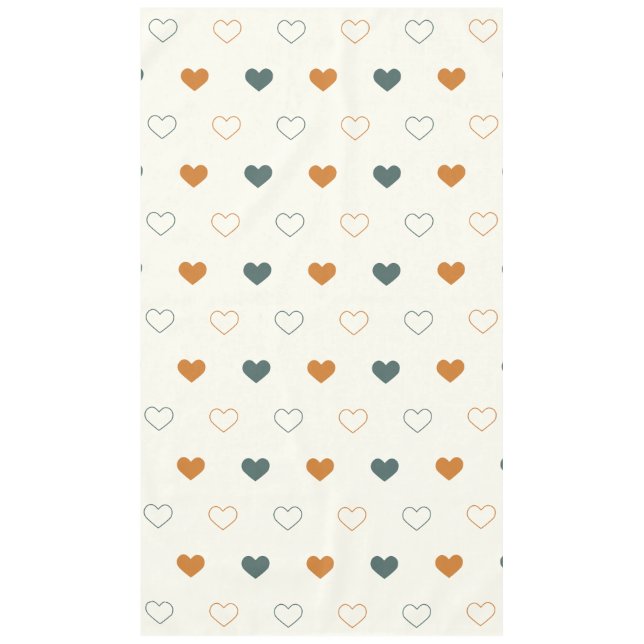 Mantel Cute Simple Heart Pattern Naranja Crema Verde (Anverso)