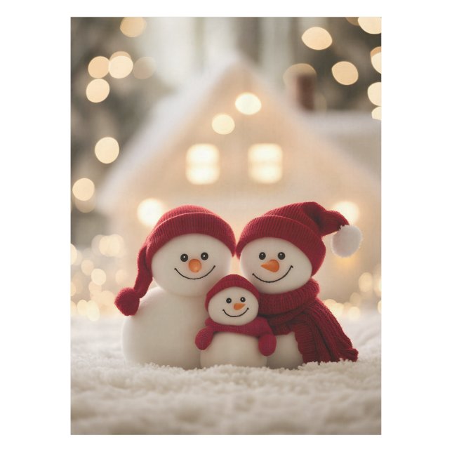 Mantel Cute Snowman Family Winter Christmas (Anverso)
