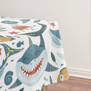 Mantel Cute sonrisa Tema de Tiburón Niños Decoraciones Fi