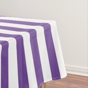 Mantel Cuto simple morado y blanco rayado