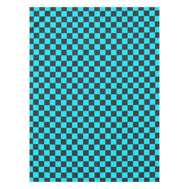 Mantel Cyan and charcoal checkerboard pattern (Anverso)
