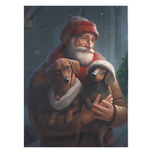 Mantel Dachshund Con Navidades Festividades De Santa Clau (Anverso)