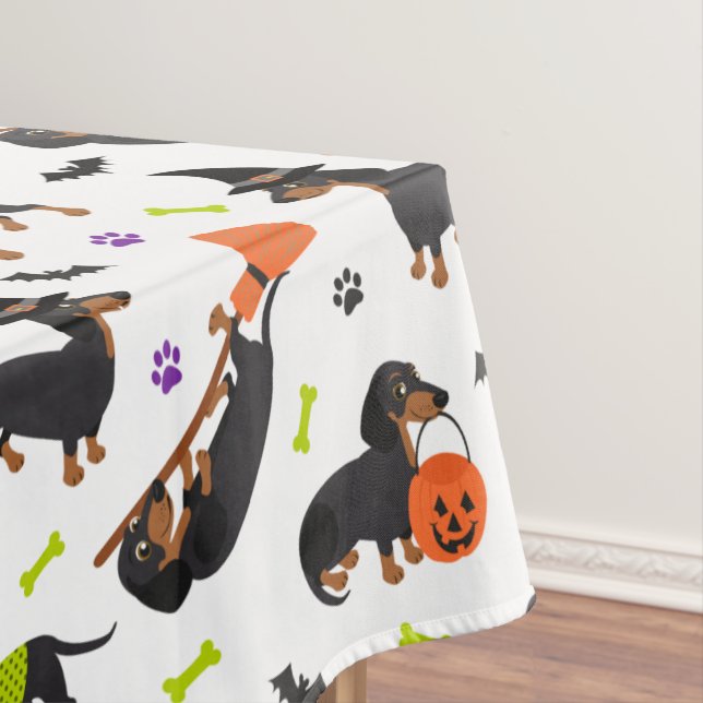 Mantel Dachshund Halloween Tablecloth (In Situ)