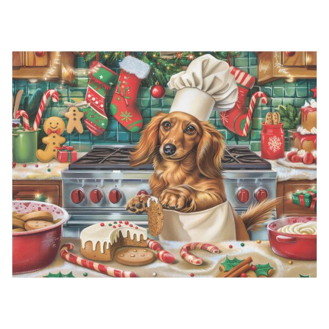 Mantel Dachshund Holiday Baking: Navidades festivos (Frente (Horizontal))