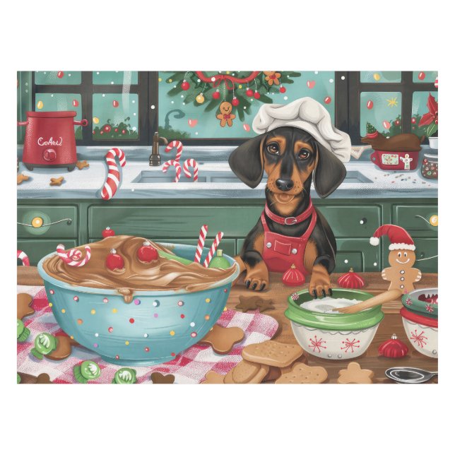 Mantel Dachshund Holiday Baking: Navidades festivos (Frente (Horizontal))