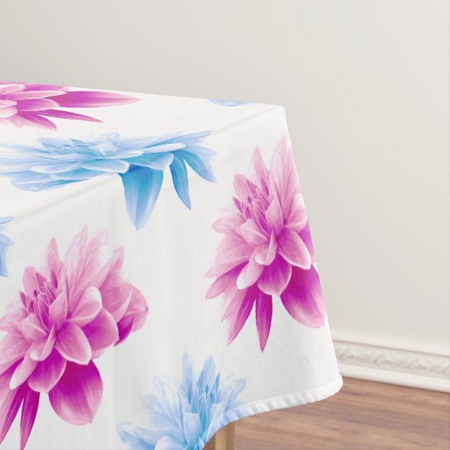 Mantel Dahlia rosa, Dahla azul, patrón floral, flores (In Situ)
