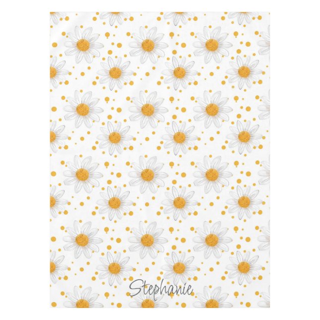 Mantel Daisies blancos brillantes con centros amarillos (Anverso)