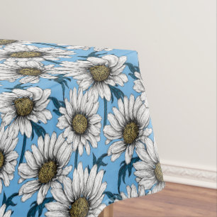 Mantel Daisies, flores silvestres en azul