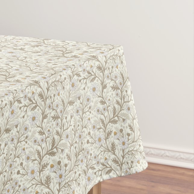 Mantel Daisies in white and brown on off white (In Situ)