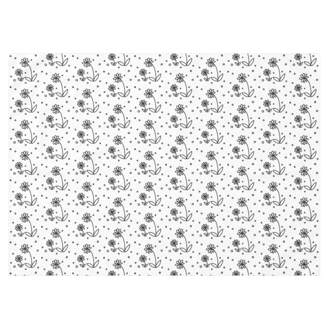 Mantel Daisies y puntos 2 - Blanco y negro (Frente (Horizontal))