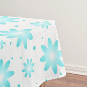 Mantel Daisy delicado blanco y turquesa, patrón de puntos