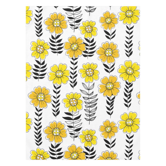 Mantel Daisy doodles en amarillo y negro (Anverso)
