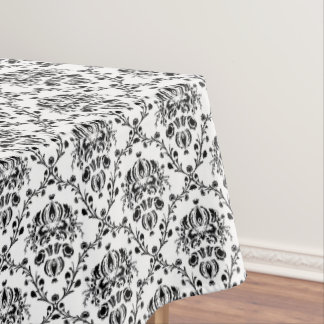 Mantel Damasco blanco y negro elegante