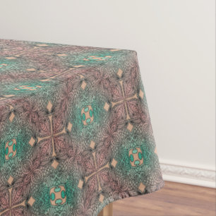 Mantel Damasco bohemio en verde rosa del Mar de Salmón