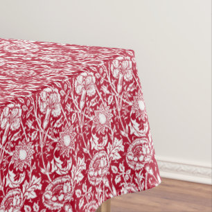 Mantel Damasco de claveles de Art Nouveau, rojo y blanco