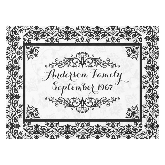 Mantel Damasco monogramed elegante (Frente (Horizontal))