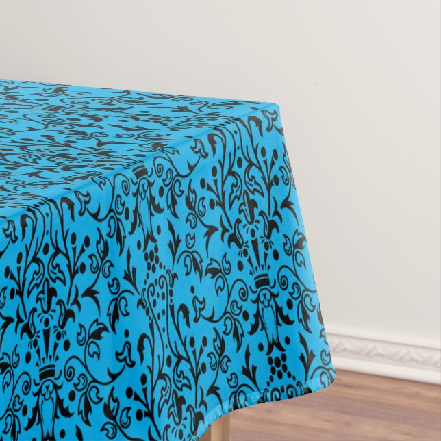 Mantel Damask Black & Blue (In Situ)