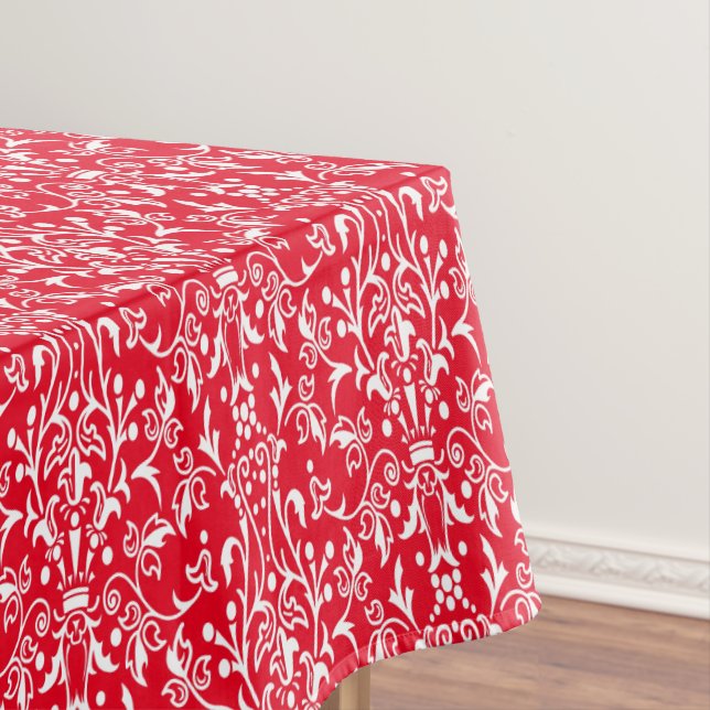 Mantel Damask Red & White (In Situ)
