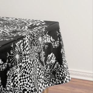 Mantel dandelia en blanco y negro