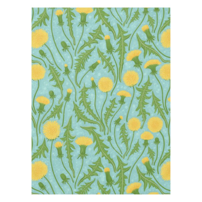 Mantel Dandelions, verde, amarillo y azul (Anverso)