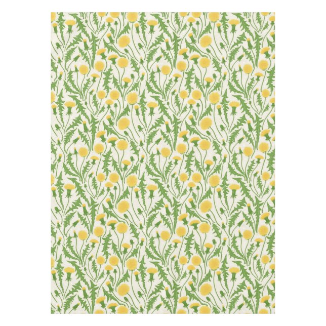 Mantel Dandelions, verde, amarillo y blanco (Anverso)