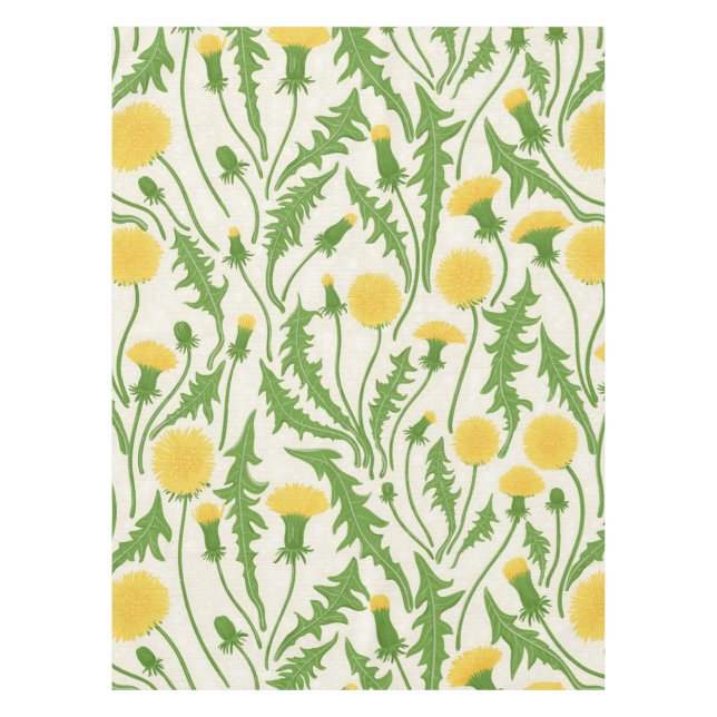 Mantel Dandelions, verde, amarillo y blanco (Anverso)