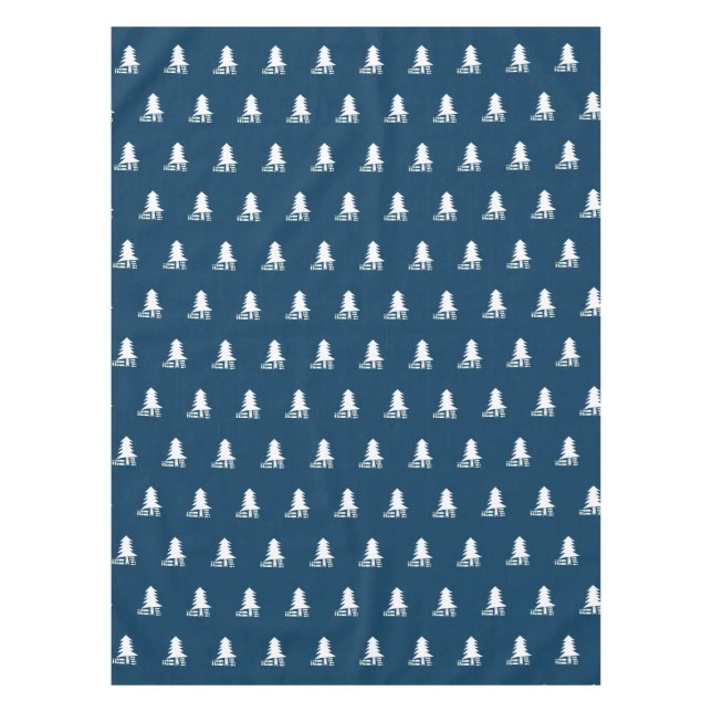 Mantel Dark Blue and White Christmas Tree Design (Anverso)