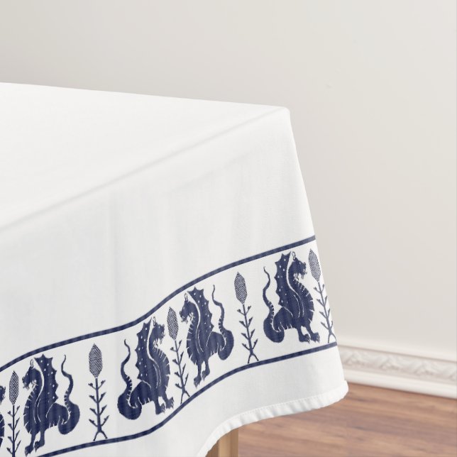 Mantel Dark Blue Dragons Tablecloth (In Situ)