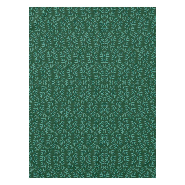 Mantel  Dark Green Background with Teal Botanical Leaves (Anverso)