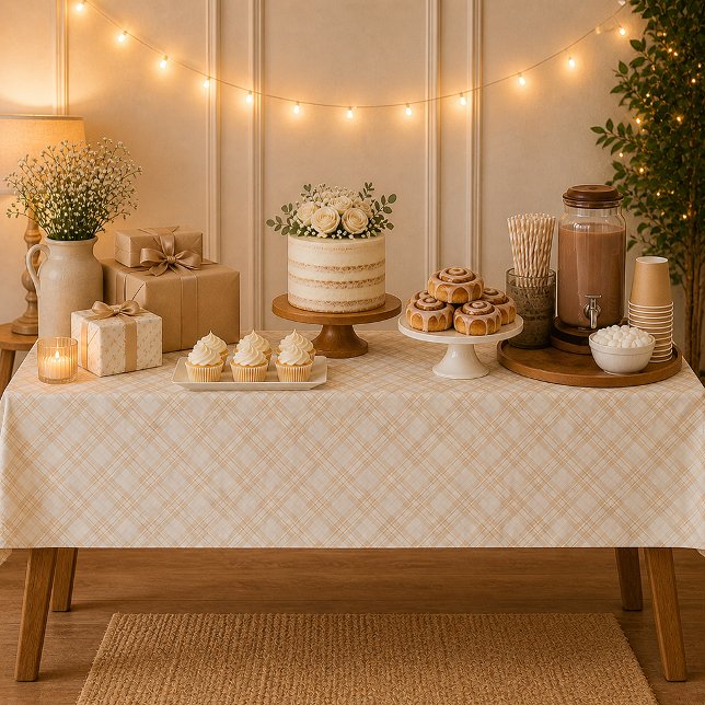 Mantel de bebé de cuadros beige neutro para baby s (Neutral Tablecloth )